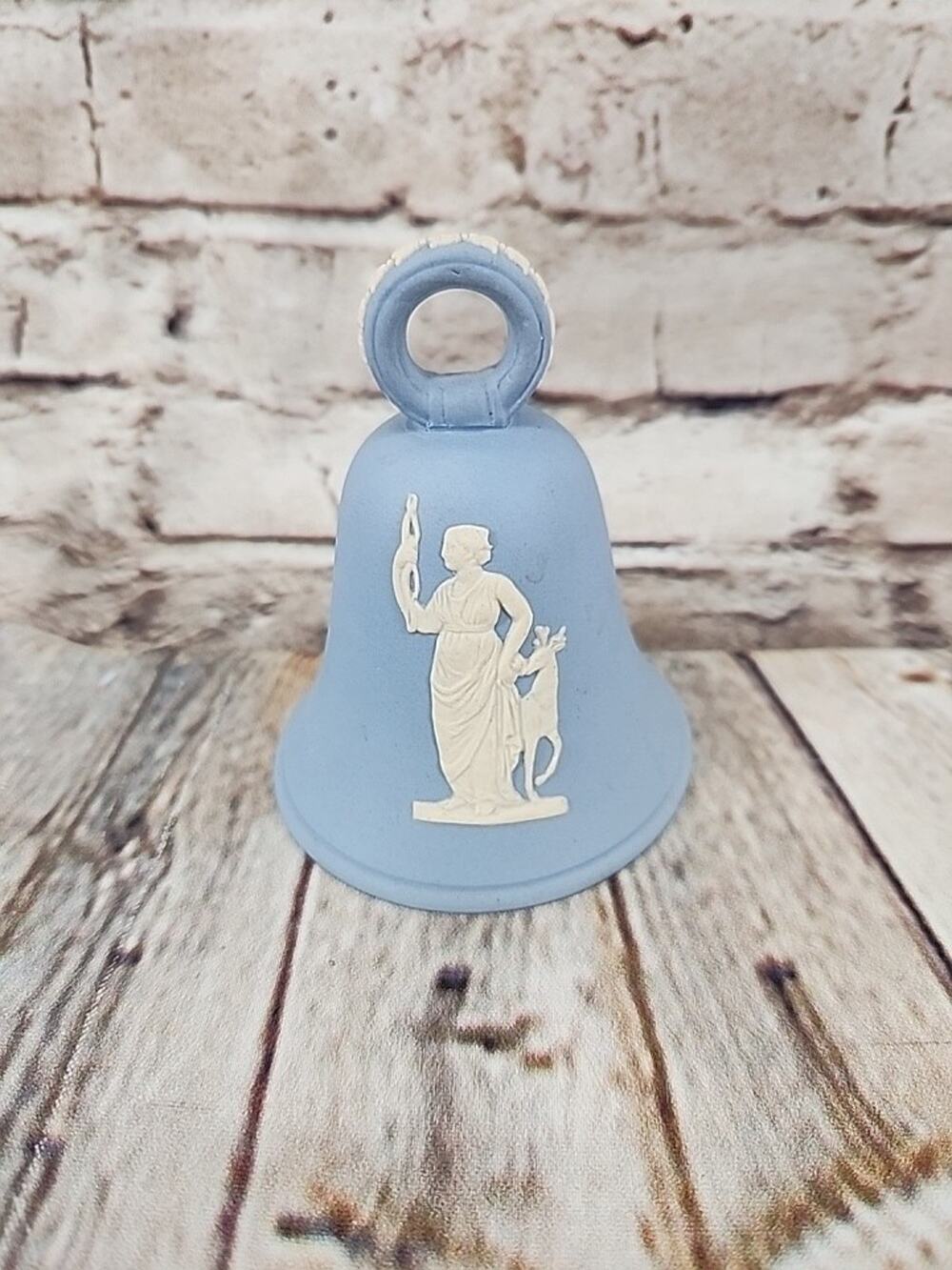 Vintage Genuine Jasper Ware Hand Made Hanley England Blue Bell Woman Bird Deer